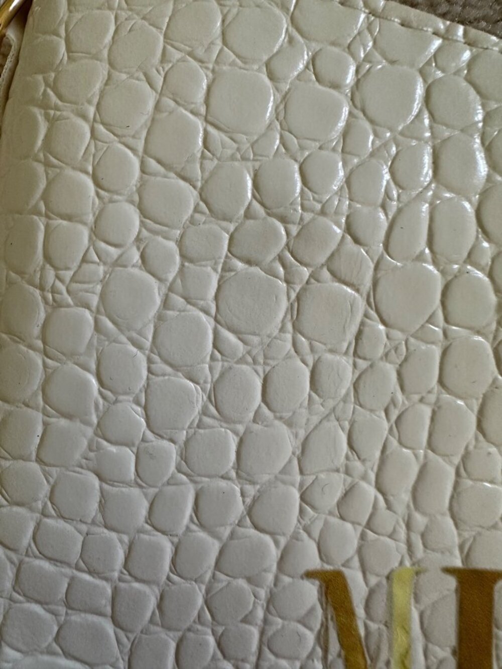 Sunnycity Milano Italy White Faux Croc Shoulder Bag With Gold Accents - Picture 3 of 16